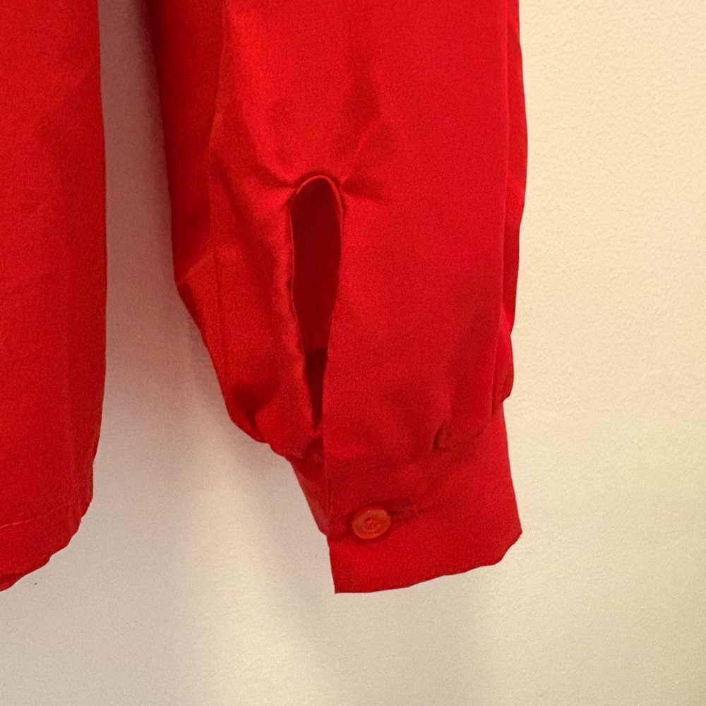 Vintage Judy Bond Red Button-Up Blouse Style 17820 Size 16 - Picture 10 of 11